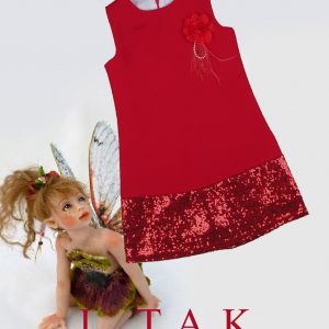 سارافون طرح لوزي پولكي لباس مجلسی دخترانه زمستان 99